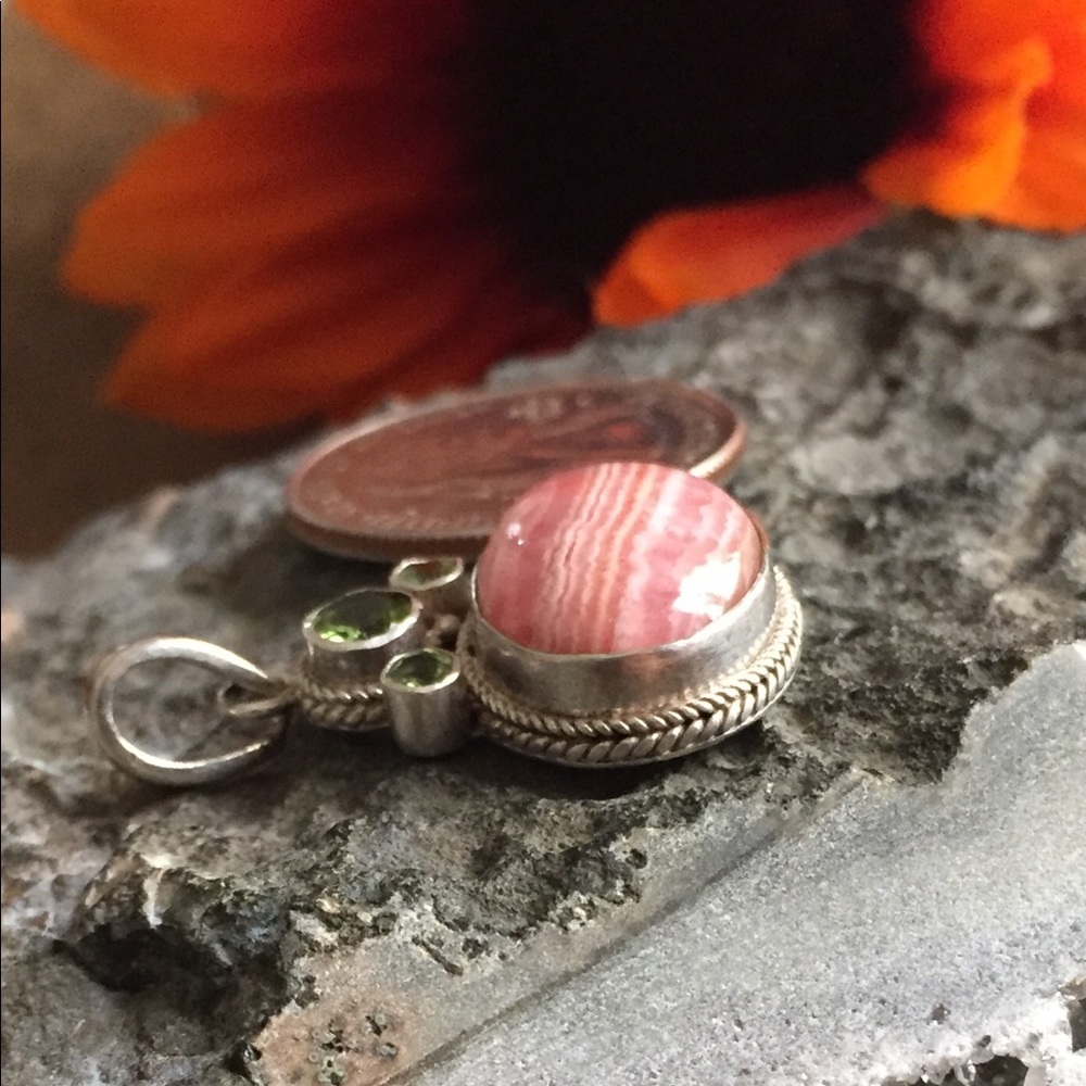 925 silver necklace charm with natural stones🖤 - Picture 5 of 5